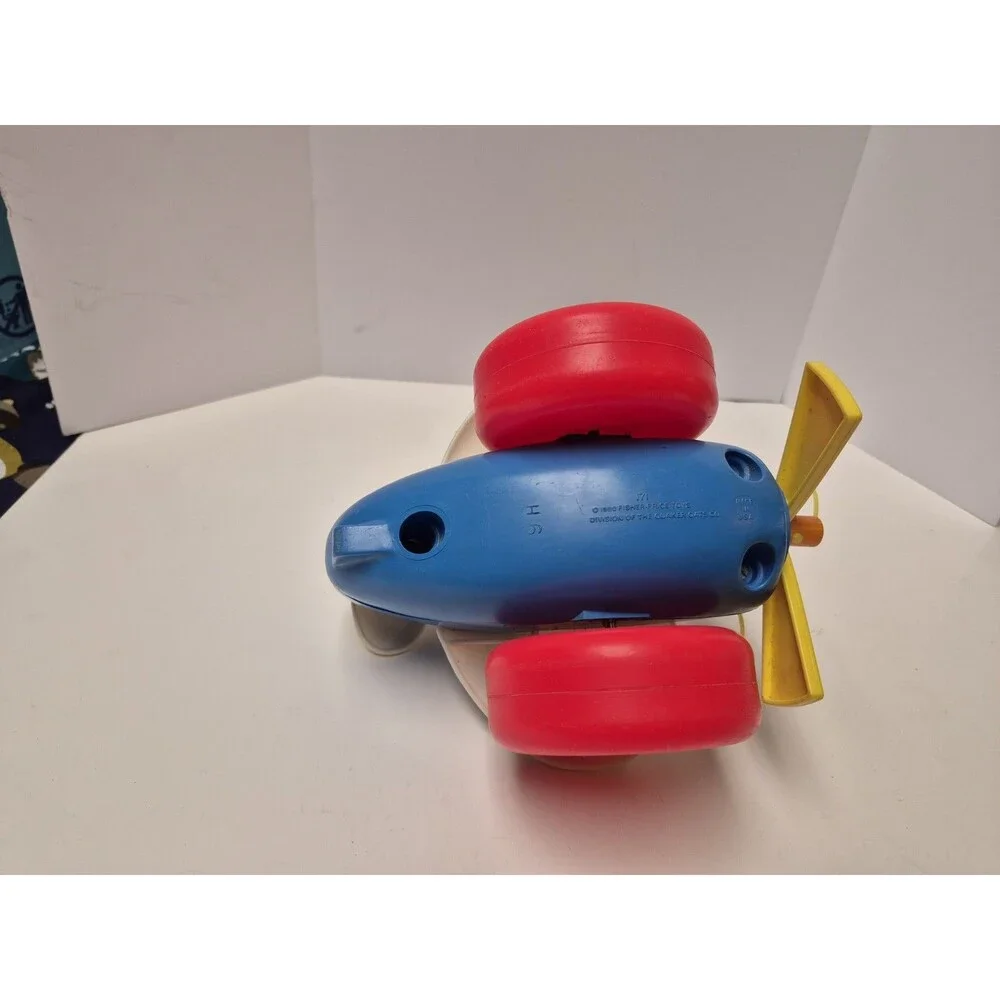 Vintage Fisher Price Airplane pull along Toy 1980 rotating propellor